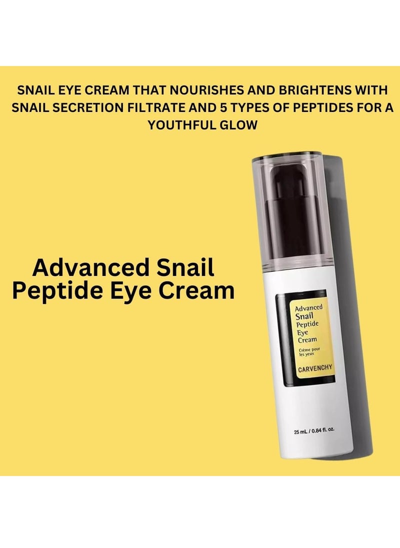 CARVENCHY - Advanced Snail Peptide Eye Cream Snail Secretion Filtrate and 5 Peptides for Youthful Glow Brightening Cream for Fine Lines and Dark Circles Snail Mucin Essence for Eye Lifting and Firming Serum 25ml - Image 1