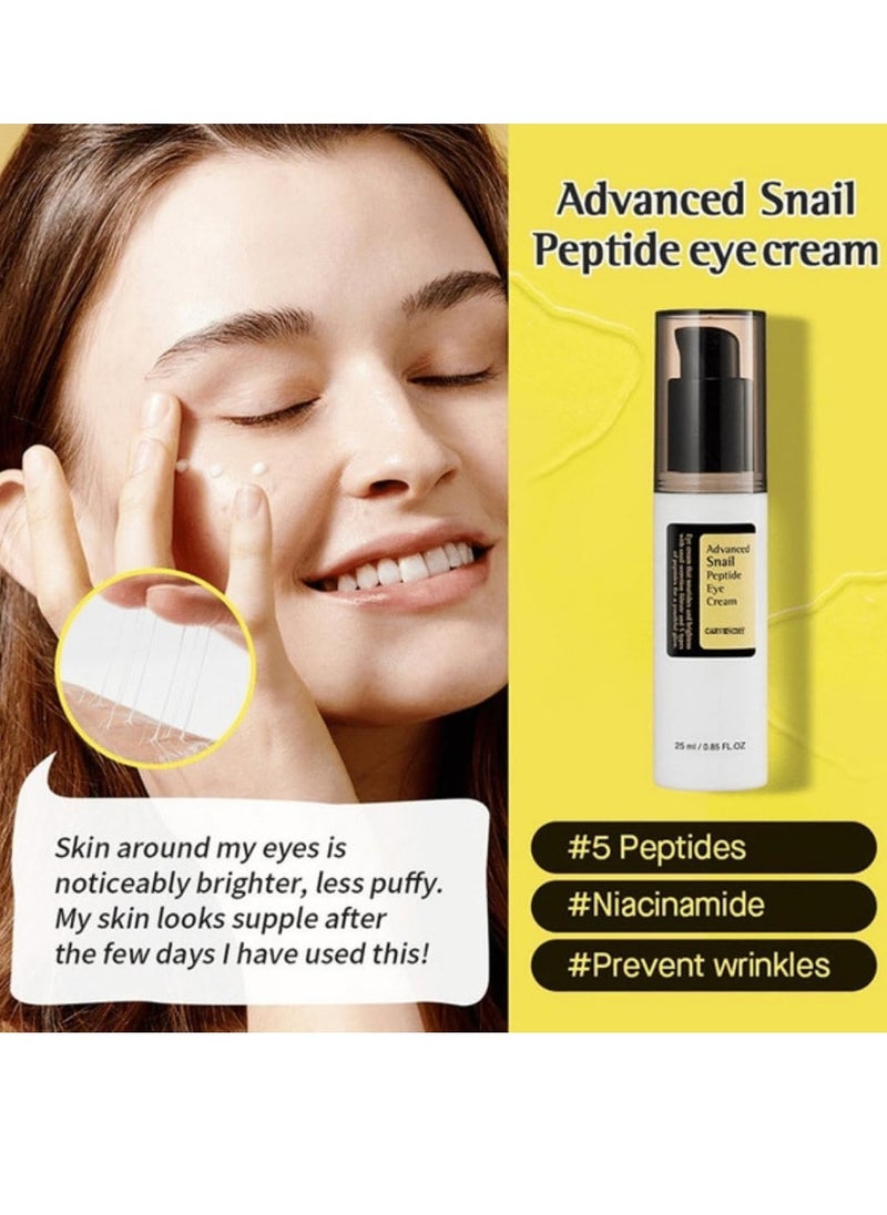 CARVENCHY - Advanced Snail Peptide Eye Cream Snail Secretion Filtrate and 5 Peptides for Youthful Glow Brightening Cream for Fine Lines and Dark Circles Snail Mucin Essence for Eye Lifting and Firming Serum 25ml - Image 1