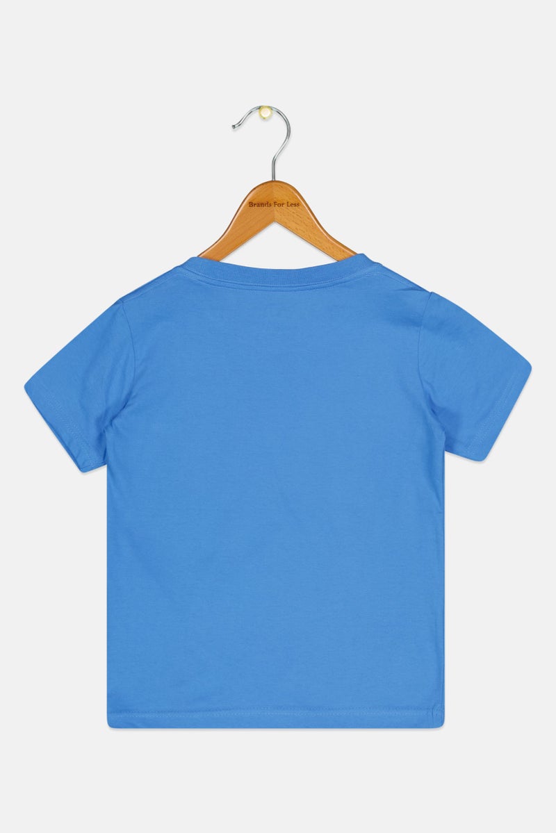 Levi's تي شيرت أطفال أولاد بأكمام قصيرة وياقة دائرية بشعار العلامة التجارية، أزرق - Image 2