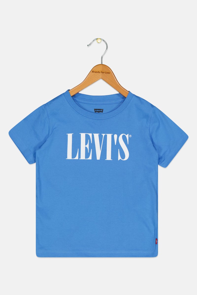 Levi's تي شيرت أطفال أولاد بأكمام قصيرة وياقة دائرية بشعار العلامة التجارية، أزرق - Image 3