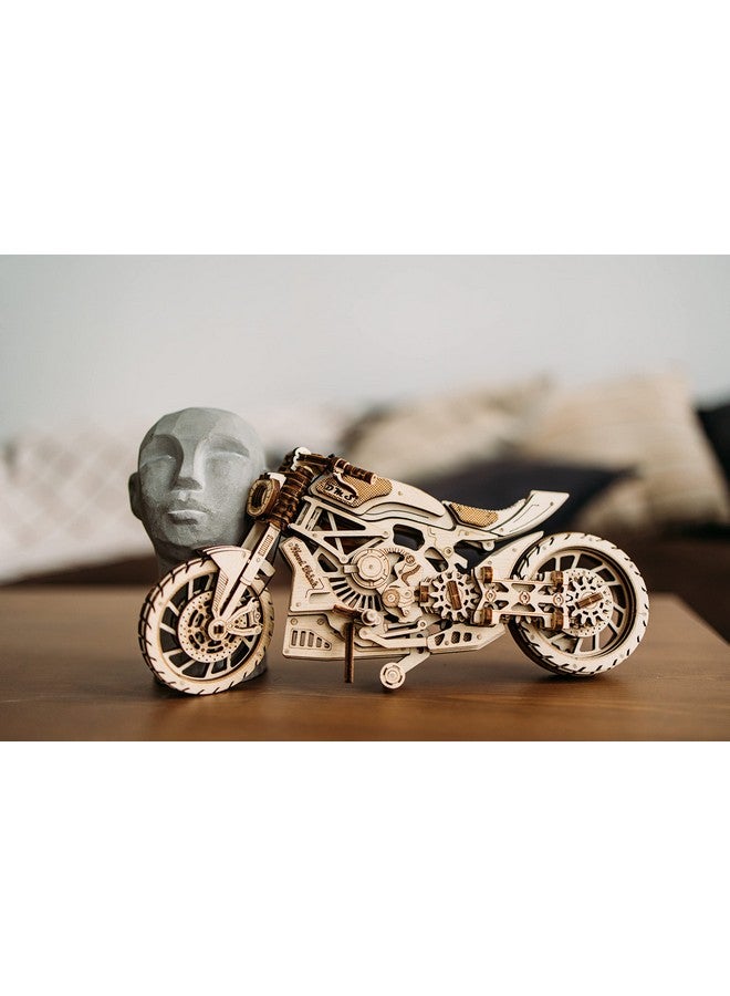 Wood Trick Wood Trick Motorcycle w/Rubber Band Motor Rides up to 16ft - Mechanical Model Kits for Adults and Kids - 10x4-3D Wooden Puzzles for Adults and Kids - Engineering DIY 3D Puzzle Wooden Models - Image 2