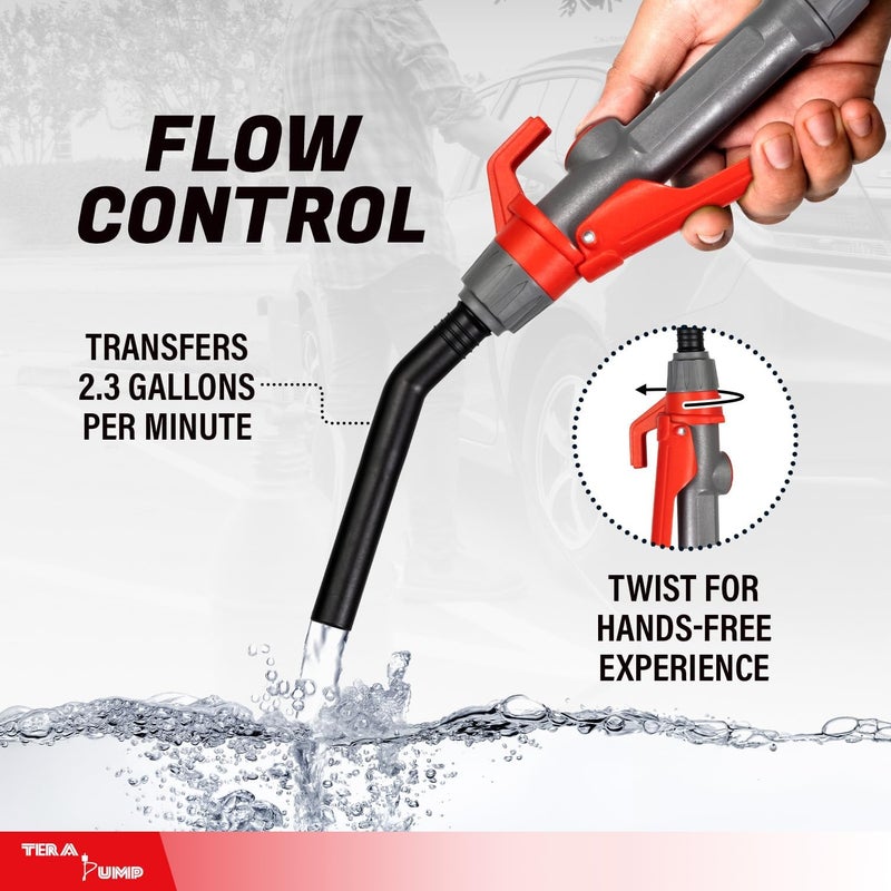 TERA PUMP Portable Electric Battery Pump with 10 FT Vinyl Hose for Gas, Diesel, Water, and Antifreeze Transfer - Image 3