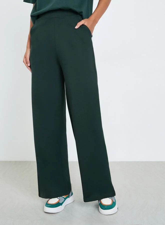 Styli Dark Green Wide Leg Joggers