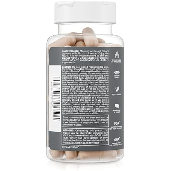 Pure for Men Original Cleanliness Stay Ready Fiber Supplement | Helps Promote Digestive Regularity | Psyllium Husk, Aloe Vera, Chia Seeds, Flaxseeds | Proprietary Formula | 60 Vegan Capsules - Image 3