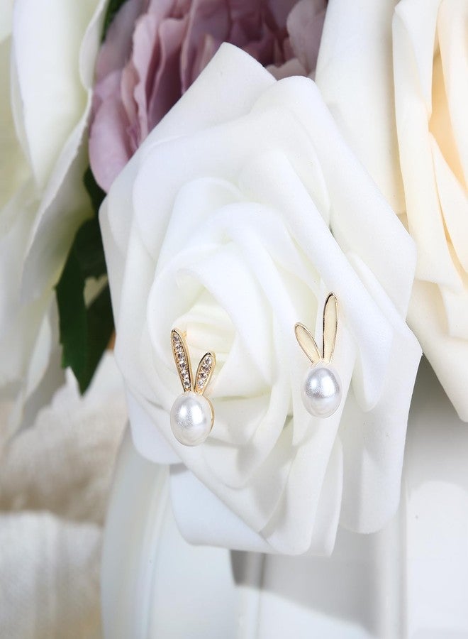 JSLOVFLO Easter Rabbit Pearl Earrings Dainty Studs Bunny Cute Animal Jewelry (Rabbit 1) - Image 2