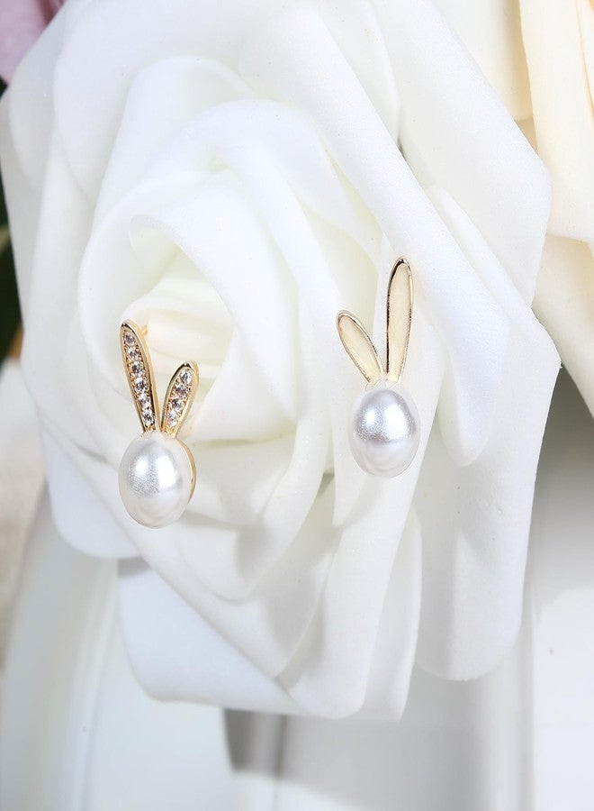 JSLOVFLO Easter Rabbit Pearl Earrings Dainty Studs Bunny Cute Animal Jewelry (Rabbit 1) - Image 3