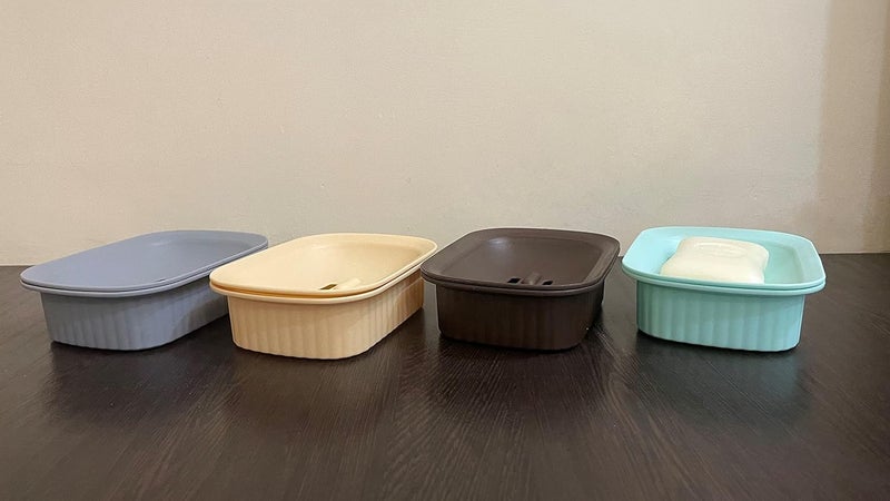 CSM Plastic Soap Case Soap Stand soap Holder Soap Dish for Bathroom Pack of 4 PcsBlueGreyBeigeBrown - Image 2