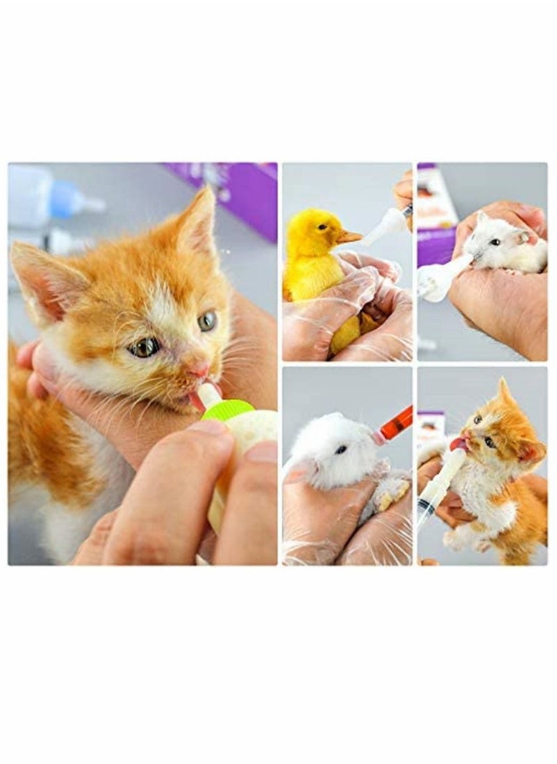 SYOSI - Kitten Puppy Feeding Bottles Newborn Small Animals Milk Bottles for Nursing with Replacement Nipples, Pet Feeder Set - Image 1