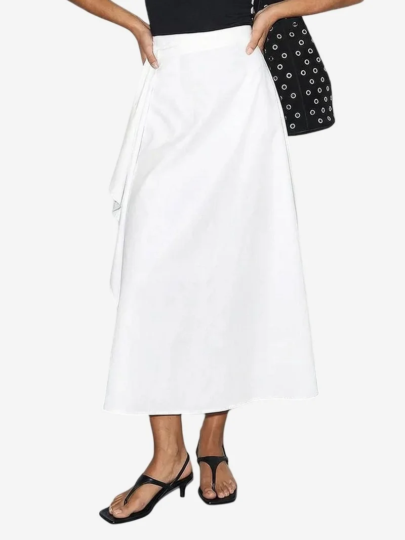 بيانكو لوتشي LUCCI High Waist A-Line Wrap Skirt with Tie Detail