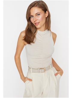 trendyol Stone Shirring Detail, Flexible Knitted Body with Snap fastener TWOSS23BD00006  - Image 1