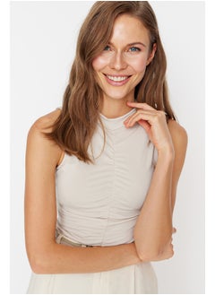 trendyol Stone Shirring Detail, Flexible Knitted Body with Snap fastener TWOSS23BD00006  - Image 2