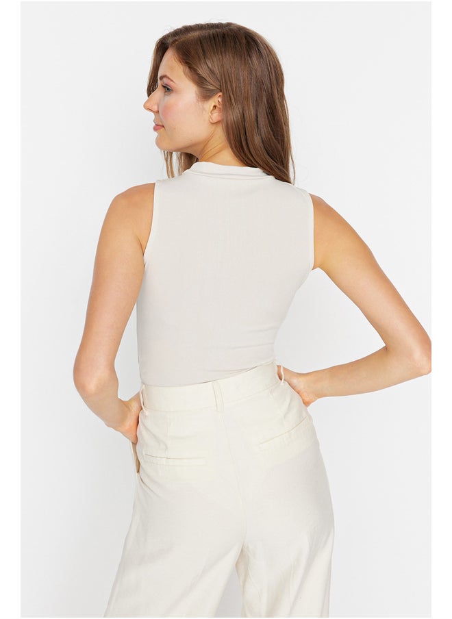 trendyol Stone Shirring Detail, Flexible Knitted Body with Snap fastener TWOSS23BD00006  - Image 5