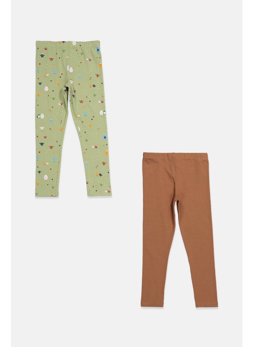 Tchibo - Toddlers Girl 2 Piece Allover Print Leggings, Green - Image 1
