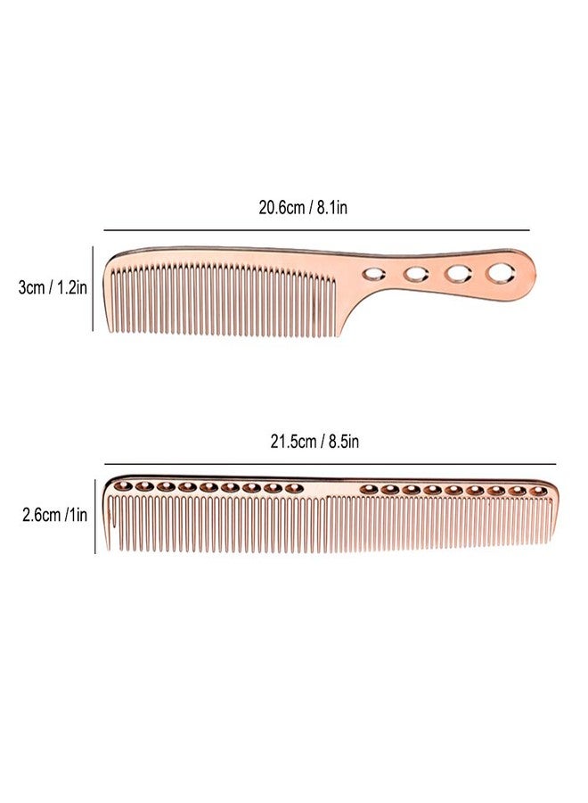 wweenuo 2 pcs Stainless Steel Hair Combs Anti Static Styling Comb Hairdressing Barbers Combs (Rose Gold) - Image 2