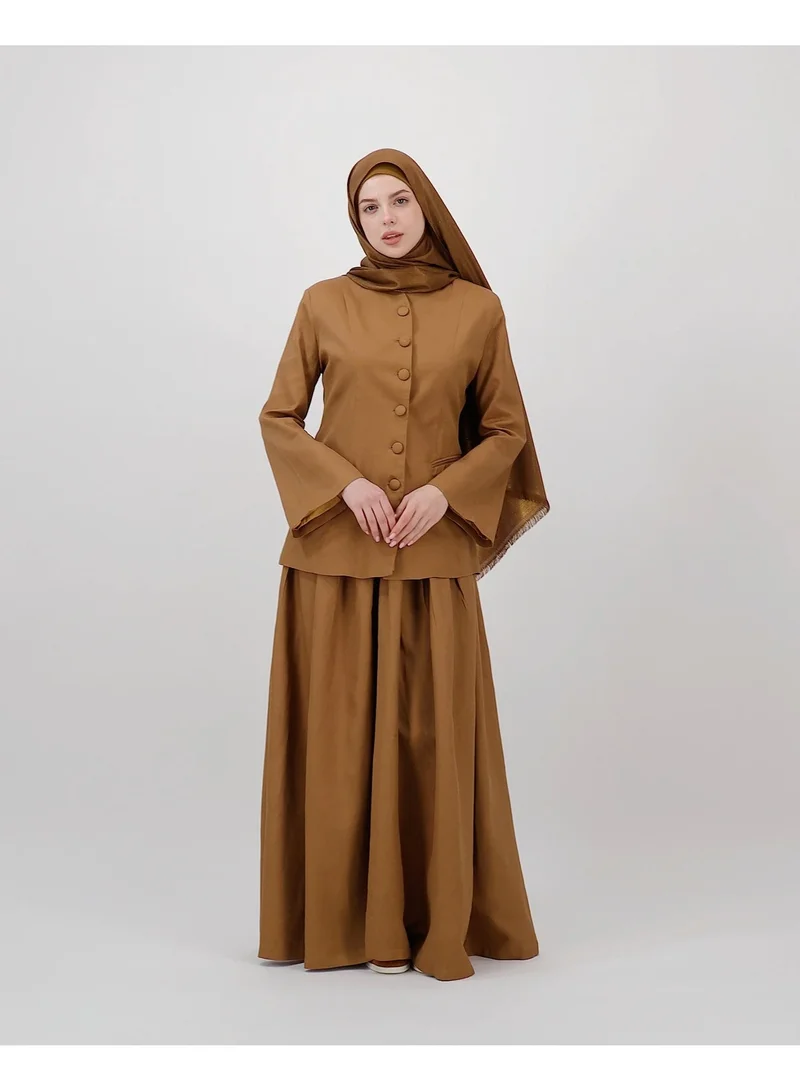 Eight Thirty Nine  Soft Authority - Deep Golden Brown | Blazer and Maxi Skirt set for Women | Best Price UAE
