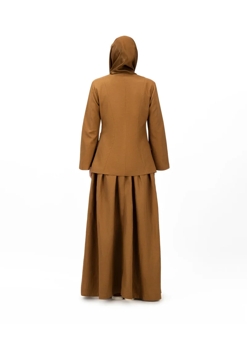 Eight Thirty Nine  Soft Authority - Deep Golden Brown | Blazer and Maxi Skirt set for Women | Best Price UAE