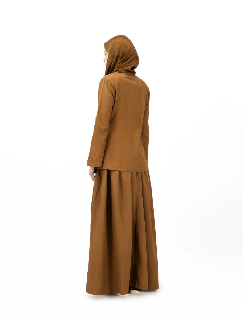 Eight Thirty Nine  Soft Authority - Deep Golden Brown | Blazer and Maxi Skirt set for Women | Best Price UAE