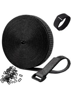 Cable Ties Strap 10M Adjustable Cable Ties Wire Organizer With 50 Buckles Reusable Cable Cinch Strap Fastener Hook And Loop Securing Strap Cord Ties For Cable Organizer Tidy Cord Management