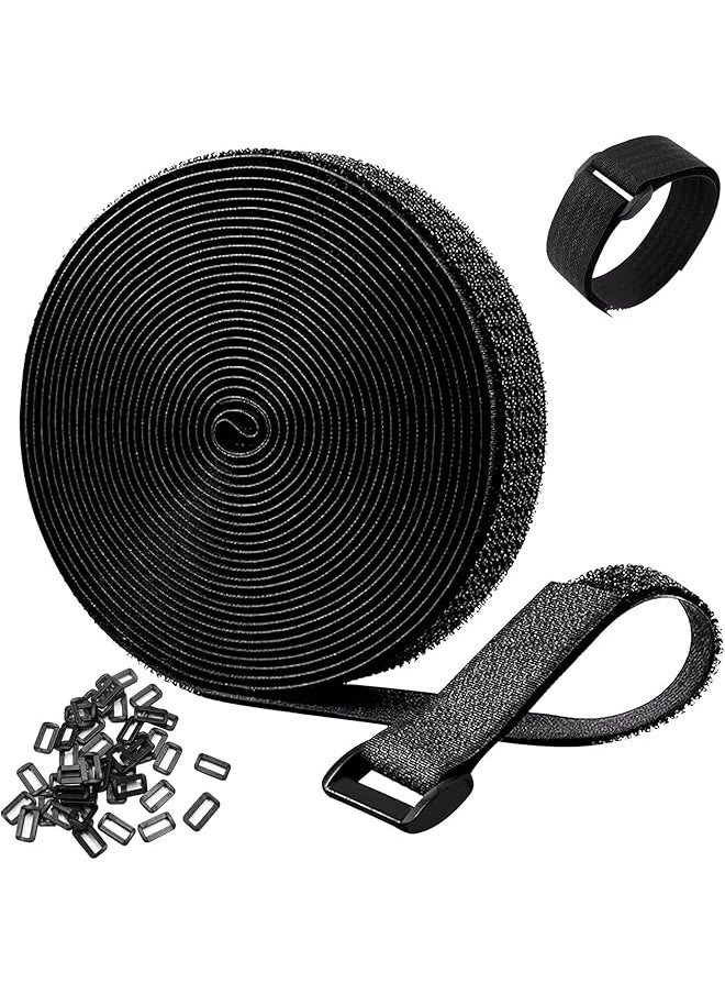 erorex - Cable Ties Strap 10M Adjustable Cable Ties Wire Organizer With 50 Buckles Reusable Cable Cinch Strap Fastener Hook And Loop Securing Strap Cord Ties For Cable Organizer Tidy Cord Management - Image 1