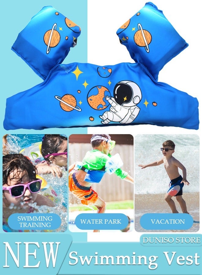 DUNISO Swimming Vest for Kids, Inflatable Floating Sleeve Swim Arm Band Cartoon Swimming Wings Pool Float Vests Sleeves Shoulder Straps Arm Floaties for Children Learn to Swim Training Equipment - Image 1