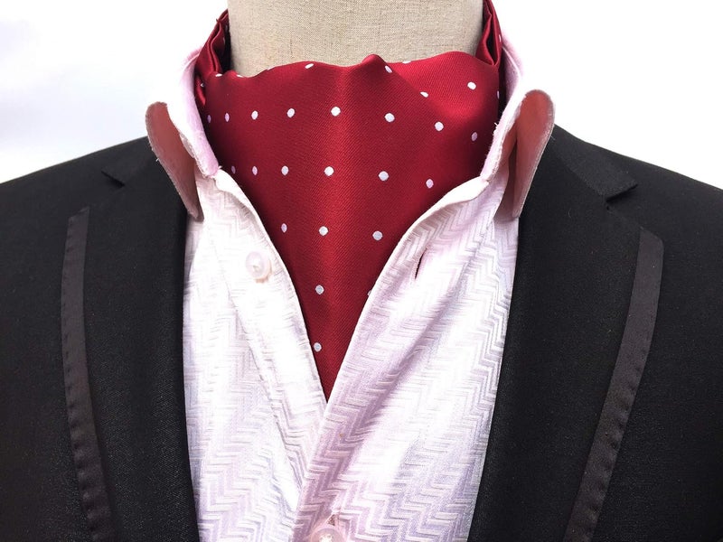 Secdtie Men's Polka Dot Plaid Silk Cravat Ties Jacquard Woven Casual Ascot - Image 2