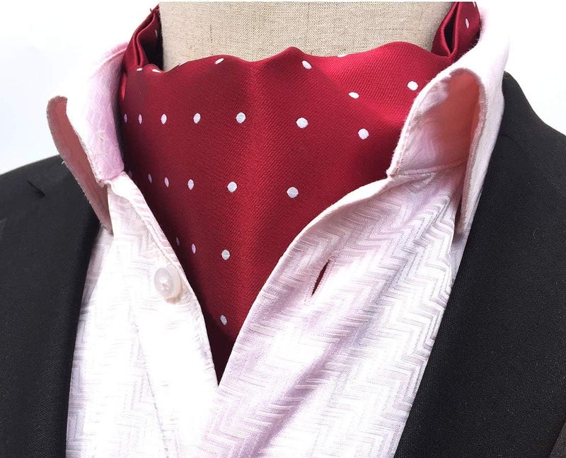 Secdtie Men's Polka Dot Plaid Silk Cravat Ties Jacquard Woven Casual Ascot - Image 3