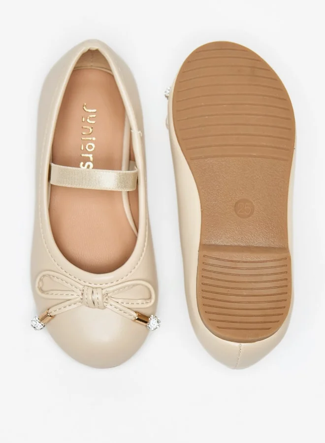 JUNIORS Girls Bow Accent Slip-On Ballerina Shoes with Elastic Strap