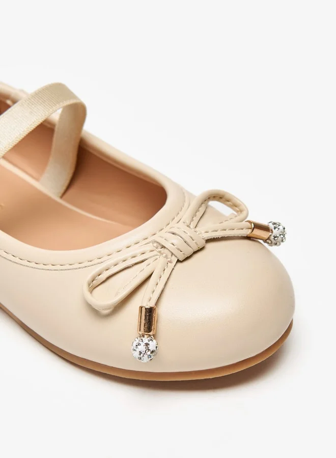 JUNIORS Girls Bow Accent Slip-On Ballerina Shoes with Elastic Strap