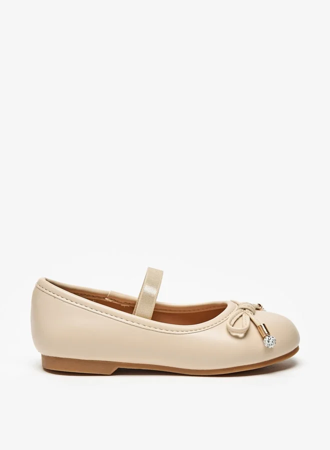 JUNIORS Girls Bow Accent Slip-On Ballerina Shoes with Elastic Strap