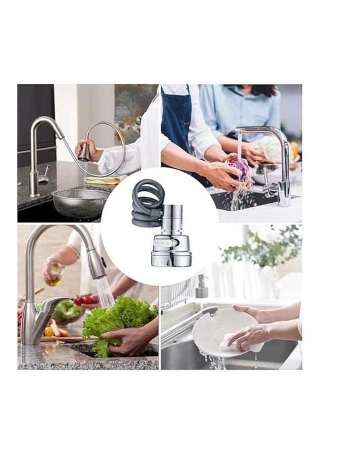 حنفية مطبخ، 3 اوضاع قابلة للتعديل، رشاش صنبور دوار 360 درجة موفر للماء، تلسكوبي مع زنبرك، مياه الحوض للمطبخ والحمام، ملحق صنبور عالمي للتنظيف الفعال - Image 4