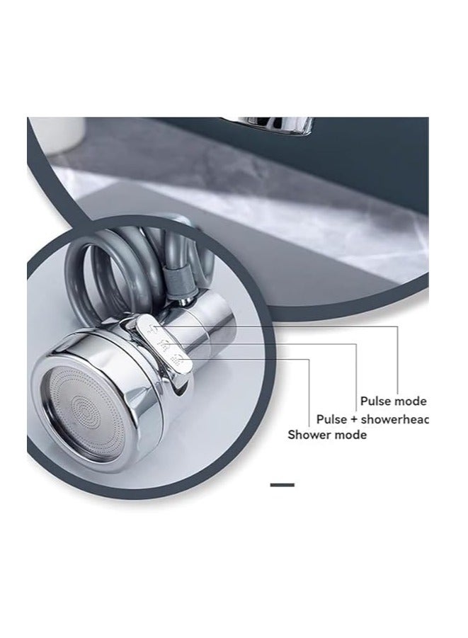 حنفية مطبخ، 3 اوضاع قابلة للتعديل، رشاش صنبور دوار 360 درجة موفر للماء، تلسكوبي مع زنبرك، مياه الحوض للمطبخ والحمام، ملحق صنبور عالمي للتنظيف الفعال - Image 5