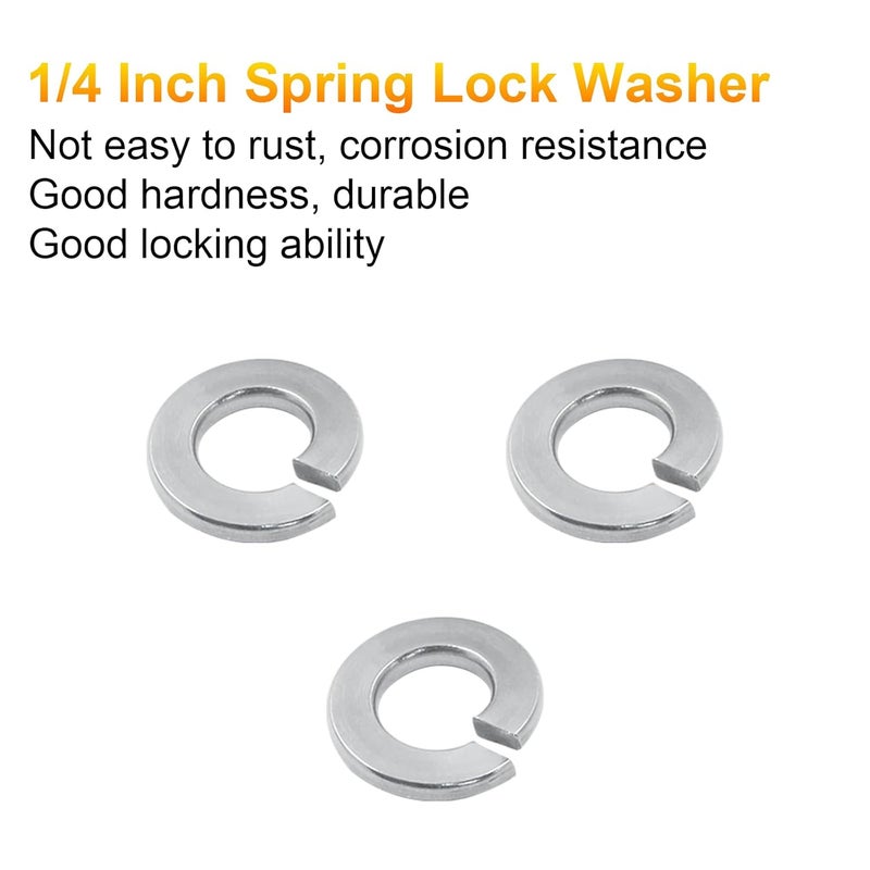 BokWin 100 Pcs Spring Lock Washer 1/4 Inch Stainless Steel Split Lock Washers(Silver) - Image 4