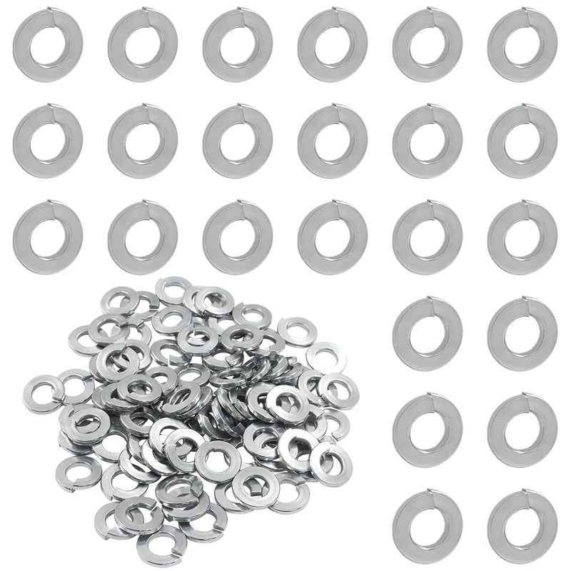 BokWin 100 Pcs Spring Lock Washer 1/4 Inch Stainless Steel Split Lock Washers(Silver) - Image 1