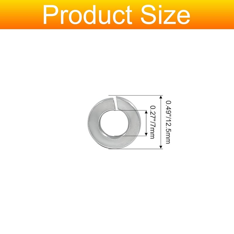 BokWin 100 Pcs Spring Lock Washer 1/4 Inch Stainless Steel Split Lock Washers(Silver) - Image 5