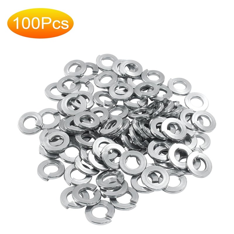 BokWin 100 Pcs Spring Lock Washer 1/4 Inch Stainless Steel Split Lock Washers(Silver) - Image 2