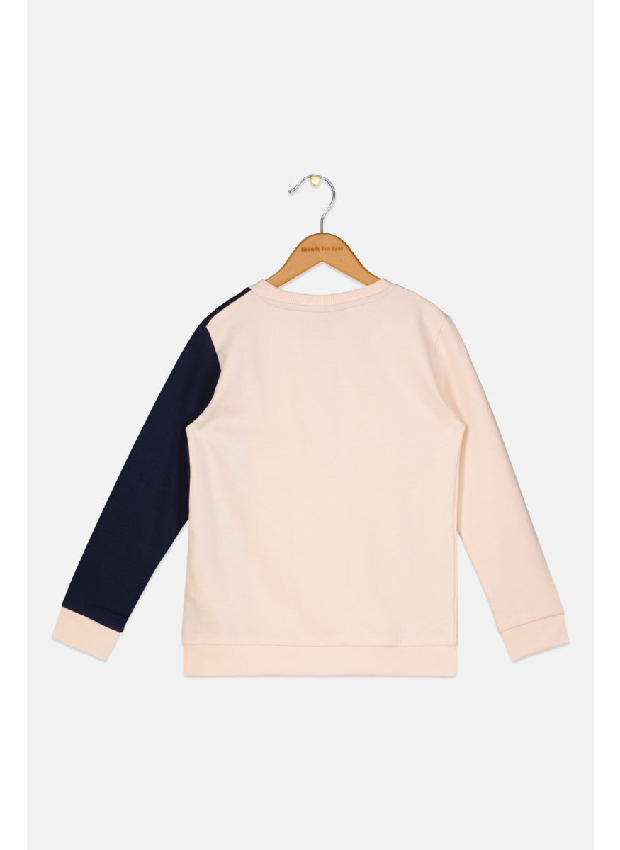 Nautica Competition Kid Girl Crew Neck Brand Logo Sweatshirt, Pink  - Image 2