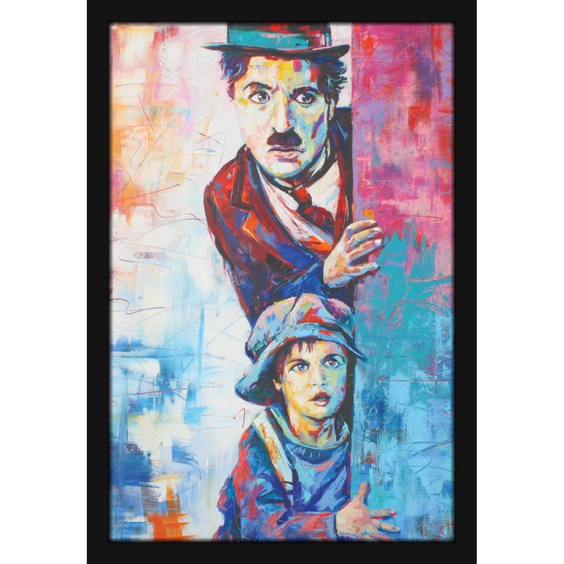 Mad Masters Sir Charlie Chaplin with Kid Sneaking Out English Comic Actor MM 1954 8x12 Inch Paper With Plexi Glass