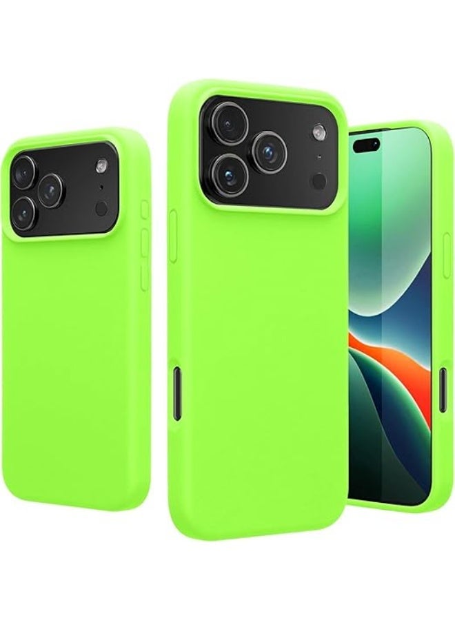 جراب متوافق مع iPhone 17 Pro Max مقاس 6.9 بوصة، غطاء واقٍ رفيع من السيليكون السائل الناعم والمطاط المقاوم للصدمات مع بطانة من الألياف الدقيقة المضادة للخدش (أخضر نيون) - Image 4