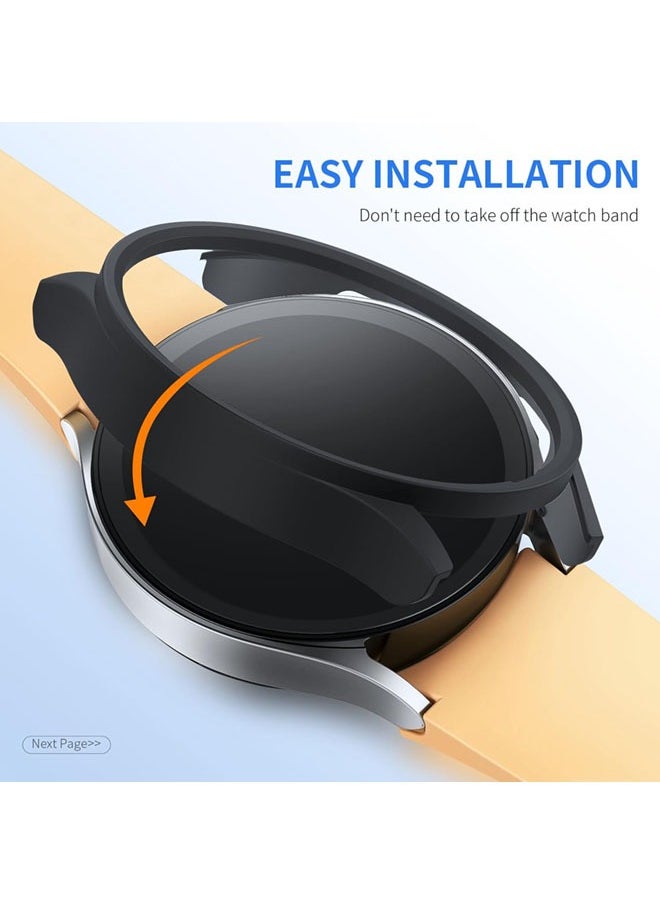 SJet Samsung Galaxy Watch 7 Screen Protector Case 44mm, Hard PC Bumper Cover with Anti-Fog Tempered Glass Protective Screen Protector for Galaxy Watch 7 Accessories (Black,44mm)  - Image 2