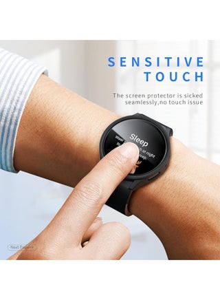 Samsung Galaxy Watch 7 Screen Protector Case 44mm, Hard PC Bumper Cover with Anti-Fog Tempered Glass Protective Screen Protector for Galaxy Watch 7 Accessories (Black,44mm) - view 3