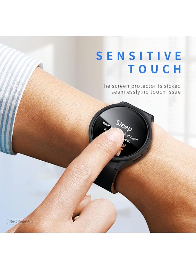 SJet Samsung Galaxy Watch 7 Screen Protector Case 44mm, Hard PC Bumper Cover with Anti-Fog Tempered Glass Protective Screen Protector for Galaxy Watch 7 Accessories (Black,44mm)  - Image 3