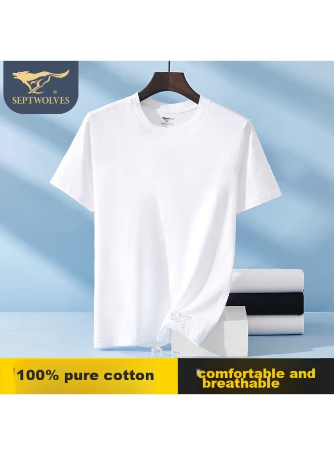 Septwolves Septwolves Men's T-shirt, Pure Cotton Short Sleeve, Spring And Summer Running Breathable Undershirt, Sweat-absorbing Undershirt For Men  - Image 1