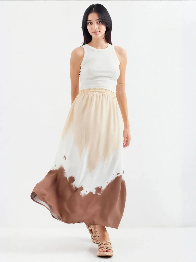 BIG DART BDART Gradient Maxi Skirt with Elastic Waist