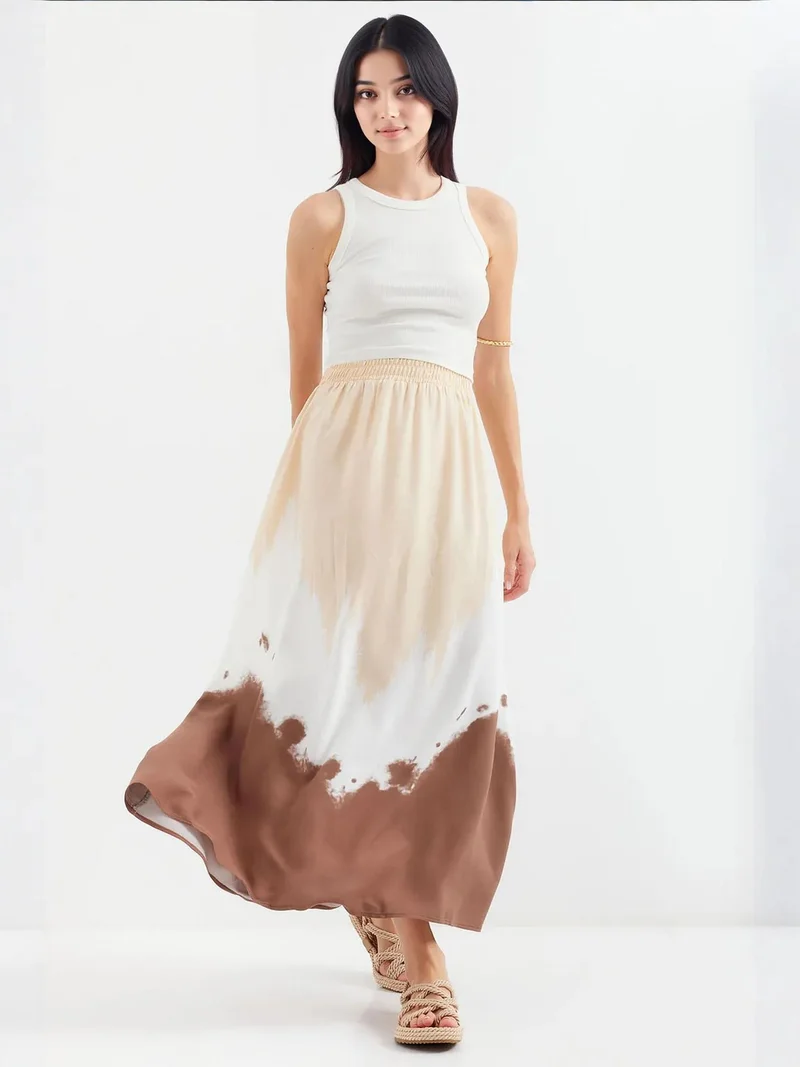 BIG DART BDART Gradient Maxi Skirt with Elastic Waist