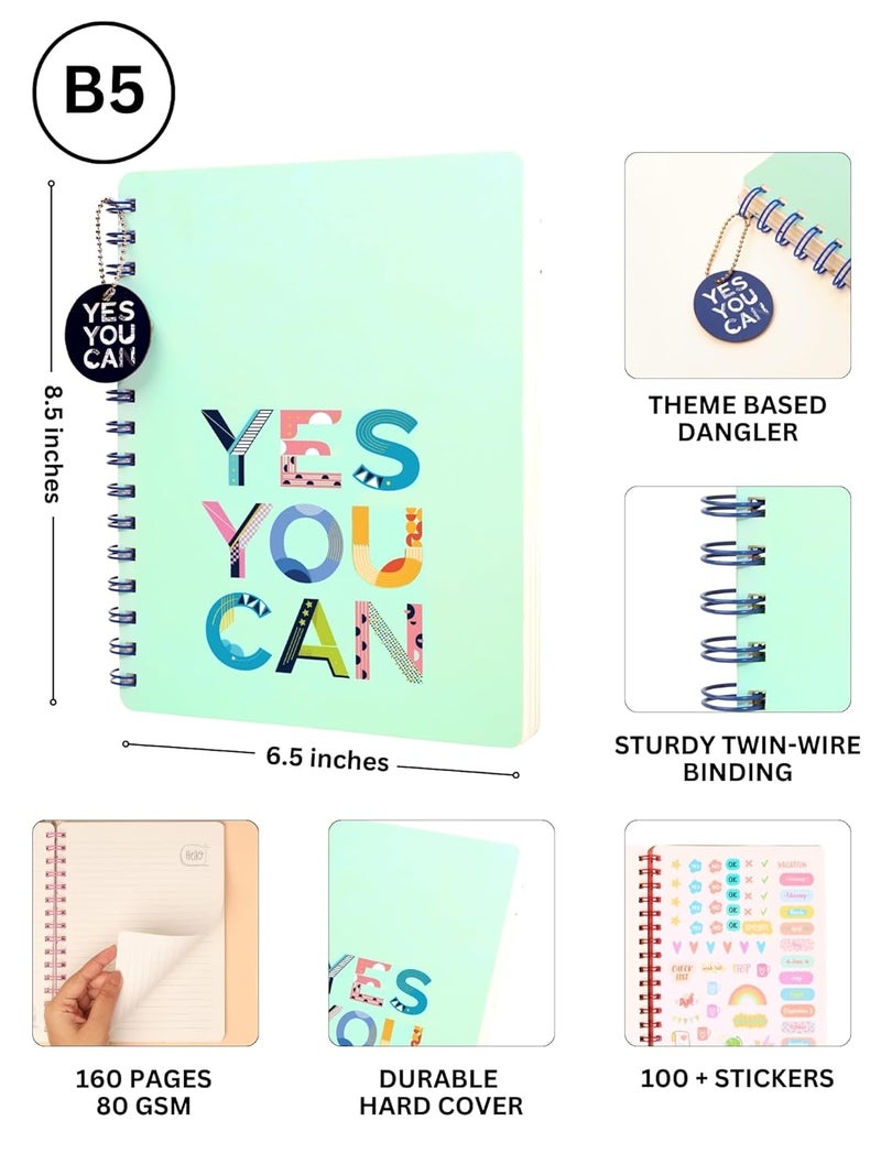 Doodle Hardbound Spiral Notebook Diary with Bookmark Dangler and 100+ Stickers | B5 | 160 Undated Ruled Pages | 80 gsm Acid Free Paper | Open Flat and Write Comfortably - Self Belief - Image 3