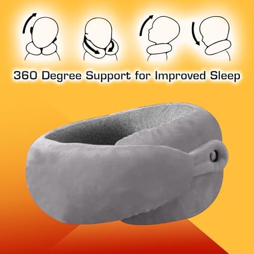 Billebon Ultrasoft Memory Foam Neck Pillow for Travel, Lightweight Comfortable & Breathable Cover, Airplane Travel Pillow Combo with Premium Eye Mask and Carry Bag. - Image 2