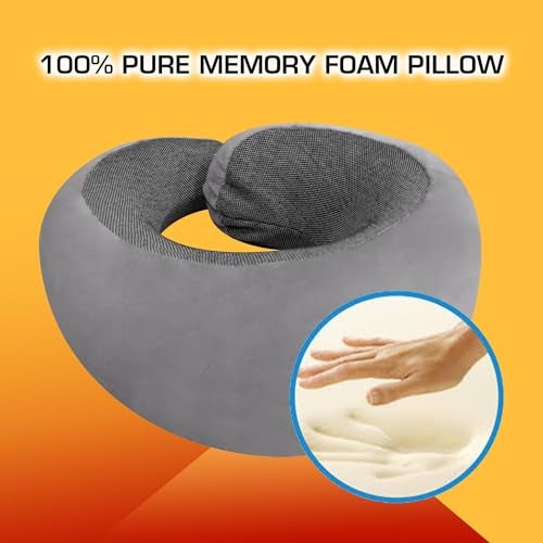 Billebon Ultrasoft Memory Foam Neck Pillow for Travel, Lightweight Comfortable & Breathable Cover, Airplane Travel Pillow Combo with Premium Eye Mask and Carry Bag. - Image 4