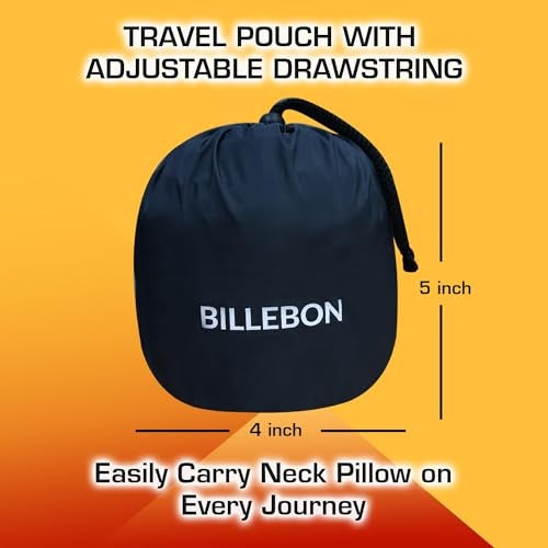 Billebon Ultrasoft Memory Foam Neck Pillow for Travel, Lightweight Comfortable & Breathable Cover, Airplane Travel Pillow Combo with Premium Eye Mask and Carry Bag. - Image 5