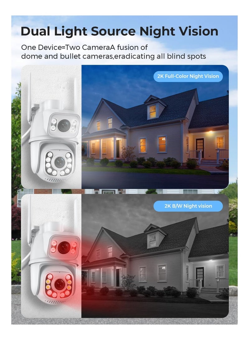 SYOSI Security Cameras Outdoor Dual Lens 2.5K/6MP WiFi PTZ Outside Cameras for Home Security with Auto Tracking Human Detection IP66 30m Color Night Vision24/7 RecordTwo-Way Audio - Image 4
