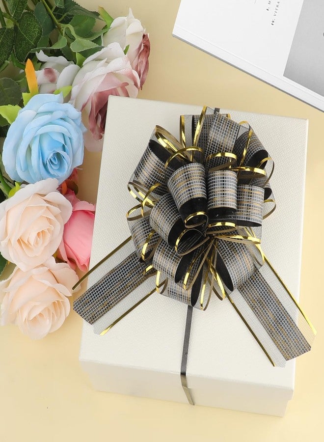 Motroce 50Pcs 6 Inch Large Pull Bow Gift Wrapping Bows, Gold Ribbon Bow for Gift Wrapping, Wedding, Christmas, Valentine's Day Present Decoration Bow(Classic Black - Image 3